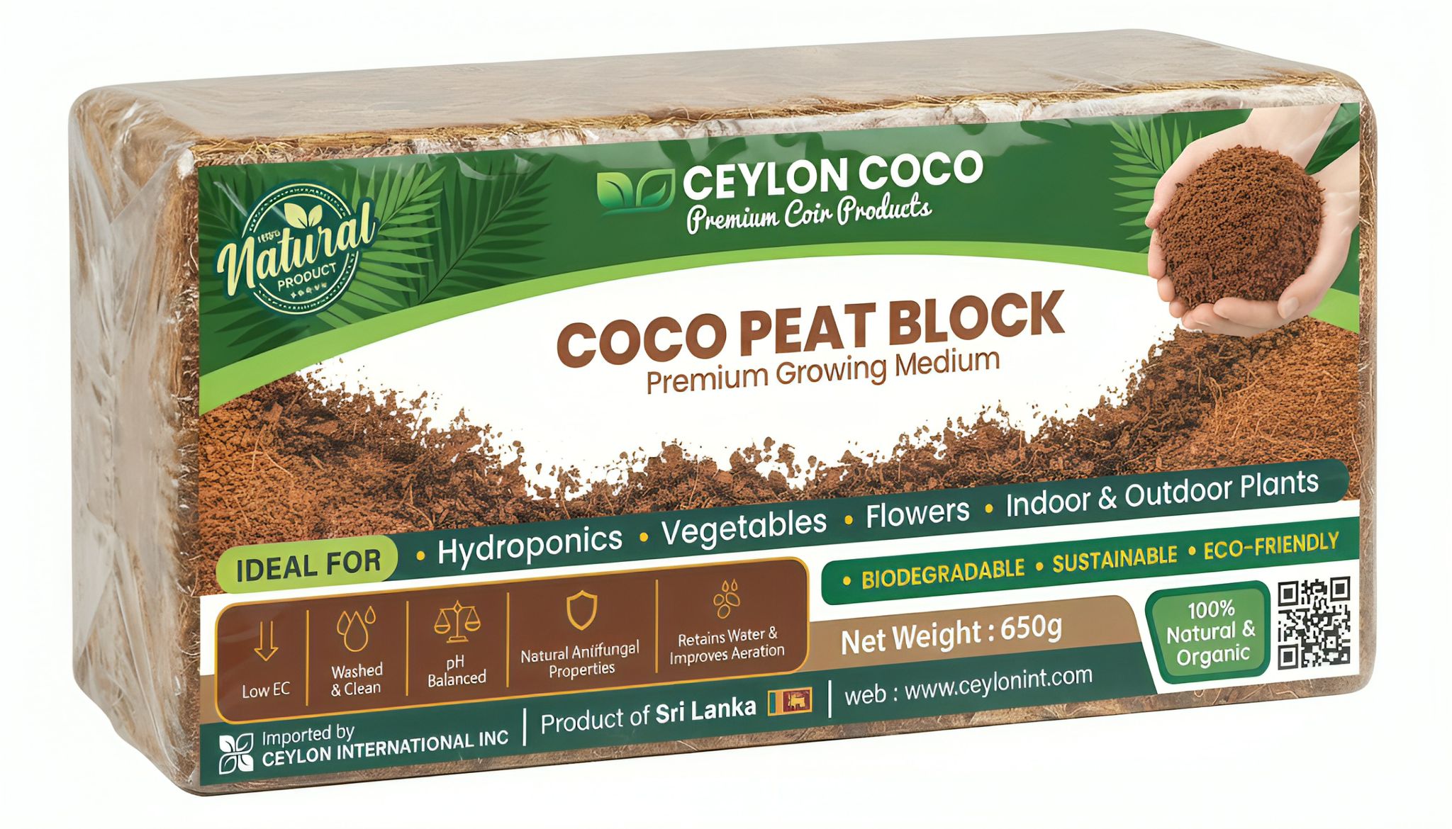650 g Coco Peat Brick for Gardening and Potting Mixes | Ceylon